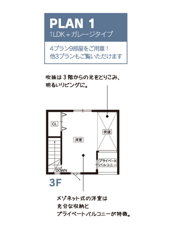 PLAN1　1LDK+ガレージタイプ